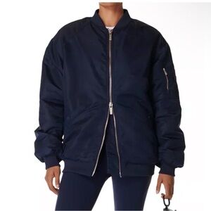Sweaty Betty Dark Blue Cityscope Longline Bomber Jacket - NWT - MSRP. $264